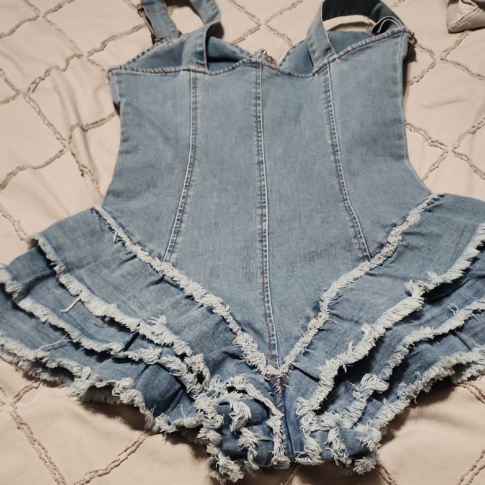 Fashion Nova Light Blue Denim Jumpsuit - Picture 3 of 3